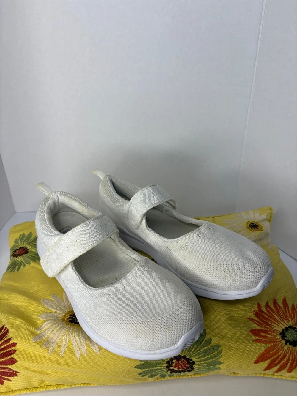 Propet TravelBound Mary Jane White Jersey Flats